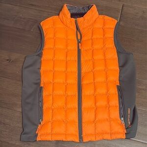 Free Country Boys Power Down Vest- size 14/16 XL-orange grey sleeveless winter
